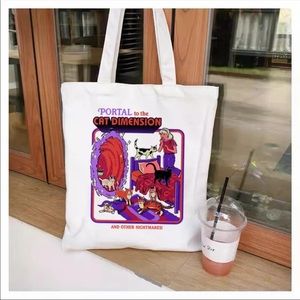 Cat animated tote canvas
